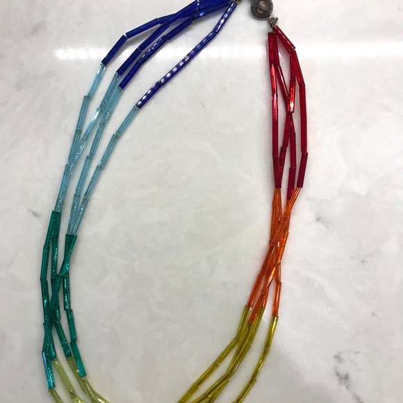 Vintage Philippe Audibert Necklace, Rainbow 17” - Picture 4 of 8